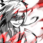  close-up face fujiwara_no_mokou monochrome red_eyes shioaji smirk touhou 