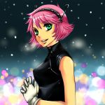  android antenna aracco dress ghost_sweeper_mikami gloves green_eyes maria pink_hair snow 