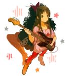  akiyama_mio back-to-back bass_guitar black_eyes black_hair boots dual_persona guitar instrument k-on! listen!! long_hair mikebosi pantyhose single_glove 