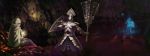  armor blood cape couple demon&#039;s_souls demon's_souls epic female garl_vinland helmet highres hood long_image mace maiden_astraea male polearm pontako robe shield sitting weapon wide_image 