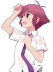  kanbara_satomi maruto maruto! necktie purple_hair saki school_uniform see-through short_hair sweat 