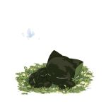  1boy animal_focus black_cat cat dappled_sunlight flower highres leaf luoxiaohei no_humans plant shadow shin30253295 sleeping solo sunlight the_legend_of_luo_xiaohei white_background white_flower 