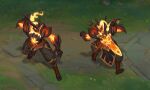  1boy armor black_pants character_sheet english_commentary full_body gauntlets glowing glowing_eyes highres horned_mask league_of_legends mask multiple_views official_alternate_costume pants shen_(league_of_legends) standing vladbacescu weapon weapon_on_back 