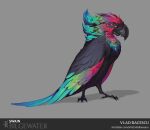  animal artist_name beatrice_(league_of_legends) bird character_name colorful english_commentary full_body highres league_of_legends no_humans red_eyes simple_background vladbacescu web_address 
