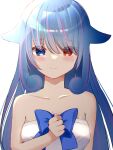  1girl 8bite_uou absurdres blue_eyes blush bow breasts crying crying_with_eyes_open dress heterochromia highres indie_virtual_youtuber large_breasts long_hair looking_at_viewer mihono_miriri pale_skin red_eyes ribbon sleeveless tearing_up tears virtual_youtuber 