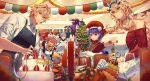  christmas christmas_lights christmas_ornaments christmas_tree christmas_wreath cooking fairy_knight_gawain_(fate) fate/grand_order fate_(series) gawain_(fate) highres kikan_(kikanoe) martha_(fate) percival_fraulein scathach_(fate) scathach_skadi_(fate) tamamo_(fate) tamamo_cat_(fate) 