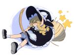  absurdres broom broom_riding hat highres kirisame_marisa manncho outline solo star_(symbol) touhou witch witch_hat 