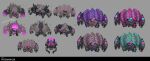  alternate_costume character_name daisy_(league_of_legends) english_commentary english_text grey_background highres league_of_legends looking_at_viewer sharp_teeth spot_color teeth vladbacescu 