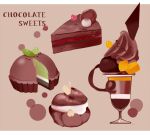  animal bird border cake cake_slice chai chibi chocolate_cake commentary cup dessert drink english_text food food_focus fruit no_humans original pastries pie signature whipped_cream white_border 