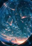  clouds cola_(gotouryouta) commentary_request earth_(planet) highres ice ice_cube no_humans original planet porthole scenery space sunlight tagme water 