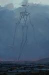  claws clouds creature creature_and_personification desert elemental_(creature) faceless fog giant giant_monster giantess grass highres juano_diaz long_arms long_legs monster monsterification night night_sky object_head siren_head skinny sky 