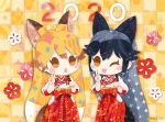  animal_ears gloves kemono_friends kemono_friends_2 kemono_friends_3 kikuchi_milo necktie school_uniform shirt skirt tail 
