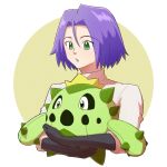  1boy blush cacnea carrying curious green_eyes highres james_(pokemon) male_focus o9h9s0n8i00j9xd pokemon pokemon_(anime) pokemon_(creature) purple_hair 