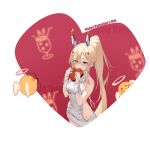  &gt;_&lt; aiming alternate_costume ayanami_(azur_lane) azur_lane backless_dress backless_outfit bangs bare_shoulders blonde_hair blush bow_(weapon) box breasts cherry creature cup dress drinking_glass flying food fruit gift grey_dress grey_sweater hair_between_eyes halo happy_valentine headgear heart heart-shaped_box highres holding holding_gift long_hair looking_at_viewer manjuu_(azur_lane) medium_breasts meme_attire ootsuki_momiji orange_eyes ponytail sideboob sidelocks sleeveless sleeveless_dress sweater sweater_dress very_long_hair virgin_killer_sweater weapon wings wristband 