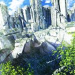  blue_sky clouds commentary_request day highres light_rays moss no_humans original outdoors rubble ruins scenery sky sunlight tree waisshu_(sougyokyuu) 
