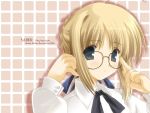  ahoge bespectacled blouse fate/stay_night fate_(series) glasses ikegami_akane saber solo 