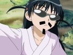  disguise facial_hair glasses highres japanese_clothes kimono long_hair mustache school_rumble short_twintails sunglasses tsukamoto_tenma twintails vector_trace 