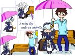  :&lt; blue_hair blush brown_hair rain rozen_maiden sakurada_jun shared_umbrella suigintou umbrella 