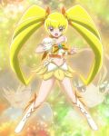  blonde_hair boots bow brooch cure_sunshine heartcatch_pretty_cure! midriff miniskirt navel pretty_cure twintails 