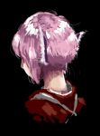  animal_ears black_background bust faux_traditional_media from_behind fur hair_over_eyes mitsumoto mystia_lorelei pink_hair realistic short_hair solo touhou 