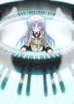  blazer blue_hair circular_keyboard closed_eyes instrument long_hair piano school_uniform solo tachibana_kanade 