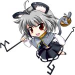  animal_ears basket brown_eyes grey_hair haneori highres jewelry mouse mouse_ears mouse_tail nazrin pendant short_hair solo tail touhou transparent_background 