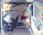  blue_hair box cirno in_box in_container in_refrigerator maki_(natoriumu) refrigerator short_hair sleeping touhou 