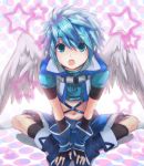  blue_hair fingerless_gloves gloves imoko imoko65 male open_mouth shorts soma_(tartaros) tartaros_online wings 