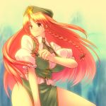  breasts chinese_clothes hat hong_meiling huge_breasts long_hair red_hair redhead touhou tro twin_braids 