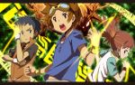  digimon digimon_tamers glowing goggles hajime_(hajime-ill-1st) highres hoodie letterboxed li_jenrya long_hair makino_ruki matsuda_takato raglan_sleeves short_hair side_ponytail wristband 