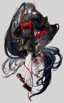  1girl black_hair hatsune_miku highres japanese_clothes liita_(dusk_snow) long_hair looking_at_viewer looking_back musunde_hiraite_rasetsu_to_mukuro_(vocaloid) noose red_eyes solo twintails vocaloid 