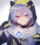  1boy apex_legends bandages bandaid bandaid_on_face cosplay ear_piercing earrings highres jewelry kuzuha_(nijisanji) mole mole_under_eye nekojiri nijisanji pale_skin piercing pointy_ears red_eyes vampire virtual_youtuber void_prowler_wraith white_hair wraith&#039;s_kunai wraith_(apex_legends) wraith_(apex_legends)_(cosplay) 