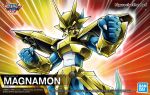  armor bandai box_art character_name clenched_hands copyright_name digimon digimon_(creature) digimon_adventure_02 logo looking_to_the_side magnamon no_humans official_art pink_eyes tail 
