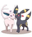  ;) absurdres affectionate closed_mouth commentary_request espeon forked_tail heart highres no_humans one_eye_closed pokemon pokemon_(creature) red_eyes shabana_may smile split_mouth standing tail umbreon violet_eyes 