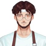  1boy animated anniecreate brown_hair bukipan chef glasses live2d official_art orange_eyes pale_skin scar scar_across_eye scar_on_face second-party_source vdonburi virtual_youtuber 