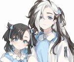  1boy 1girl androgynous blue_eyes brother_and_sister brown_hair highres looking_at_viewer marnie_(pokemon) multicolored_hair nekoyashiki_pushio piers_(pokemon) pokemon pokemon_(game) pokemon_swsh siblings white_hair 