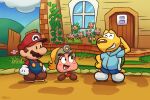  1girl 2boys blonde_hair fang goombella highres koops mario multiple_boys nintendo paper_mario paper_mario:_the_thousand_year_door ponytail super_mario_bros. 