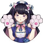  :o animal_ears animal_hands beret black_hair blue_dress blue_ribbon blush bow bowtie breasts cat_ears cat_paws cleavage_cutout clothing_cutout colored_inner_hair commentary_request dress eyebrows_visible_through_hair fake_animal_ears fang flower flying_sweatdrops geracas_art gloves gold_trim hair_flower hair_ornament hands_up hat highres hina_misora long_hair looking_at_viewer medium_breasts multicolored_hair neck_ribbon paw_gloves pink_bow pink_eyes pink_hair plaid plaid_dress ribbon shoulder_cutout skin_fang spanish_commentary streaked_hair two-tone_hair two_side_up very_long_hair virtual_youtuber wactor_production white_flower 