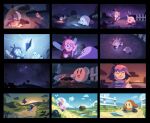  blue_sky cabin clouds crystal dress fence grass kirby kirby_(series) kirby_64 looking_at_another nathalie_fourdraine pink_hair red_dress ribbon ribbon_(kirby) road shooting_star sky smile star_(sky) starry_sky waddle_dee 
