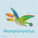  animal animal_focus artist_name black_eyes blue_background commentary dinosaur english_commentary flying full_body heart no_humans open_mouth original pikaole rhamphorhynchus simple_background solid_circle_eyes teeth watermark 