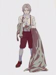  1boy blonde_hair child dio_brando dress fuku_(r-i-h-o) holding holding_clothes holding_dress jojo_no_kimyou_na_bouken kneehighs muted_color phantom_blood shorts solo suspenders younger 