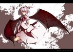  bat_wings dress highres purple_hair red_eyes remilia_scarlet short_hair touhou wings 