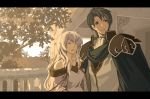  1girl armor cape couple diadora diadora_(fire_emblem) fire_emblem fire_emblem:_seisen_no_keifu fire_emblem_genealogy_of_the_holy_war happy letterboxed nintendo rueken sigurd sigurd_(fire_emblem) smile 