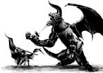  bat_wings berserk cape demon dragonslayer_(sword) guts horns monochrome simple_background waganeya wings zodd 