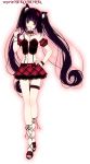 black_hair cat_ears chocolat_(sayori) highres legs long_hair original sandals sayori skirt twintails yellow_eyes 