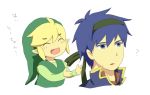  blue_eyes blue_hair closed_eyes fire_emblem fire_emblem:_souen_no_kiseki fire_emblem_path_of_radiance headband ike link nintendo pointy_ears smile super_smash_bros. the_legend_of_zelda toon_link 