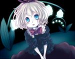  blue_eyes bow dress flower glowing hair_bow hair_ribbon lily_of_the_valley medicine_melancholy pearl727 ribbon suzuran touhou v_arms 