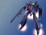  floating gun gunpod isamu_dyson macross macross_plus mecha rifle shield space star u.n._spacy vf-11 weapon 