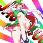  china_dress chinese_clothes haruichi hong_meiling huge_breasts jaoooo legs long_hair long_legs open_mouth panties red_eyes red_hair redhead shoes thighs touhou underwear 