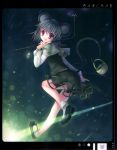 :q animal_ears basket dowsing_rod grey_hair highres ken2325 legs looking_back mouse mouse_ears mouse_tail nazrin pointing red_eyes short_hair solo sousouman tail tongue touhou 